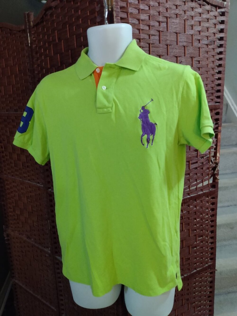 Men's Ralph Lauren Big Pony Polo Shirt Green Custom Fit Medium